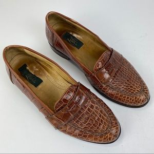 Men’s Zelli Rust Brown Genuine Alligator Loafers